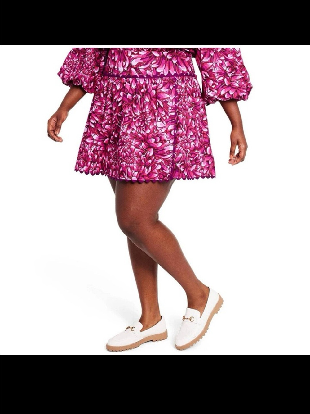Kika Vargas Fuchsia Floral Mini Skirt